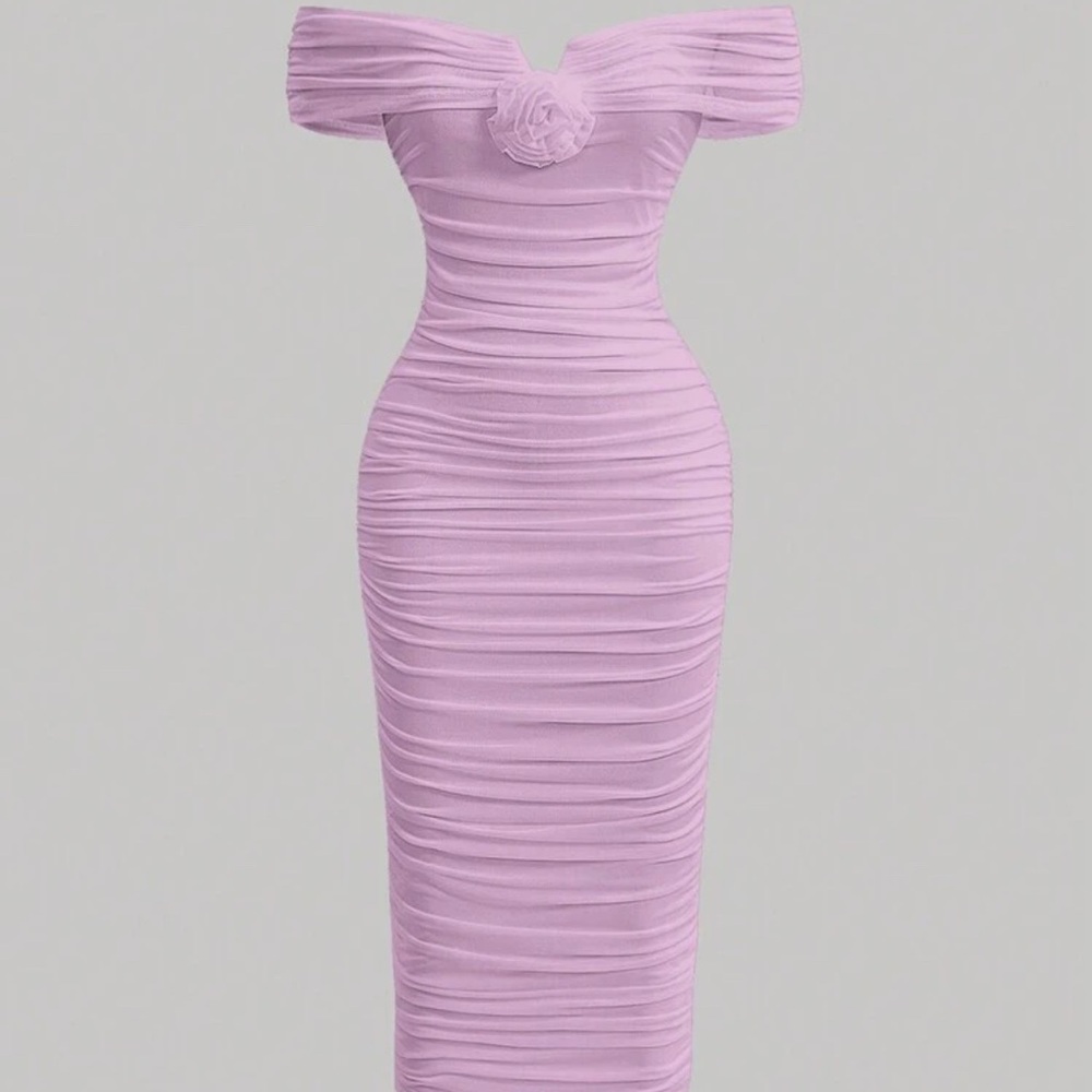 Elegant Off-Shoulder Pink Dress